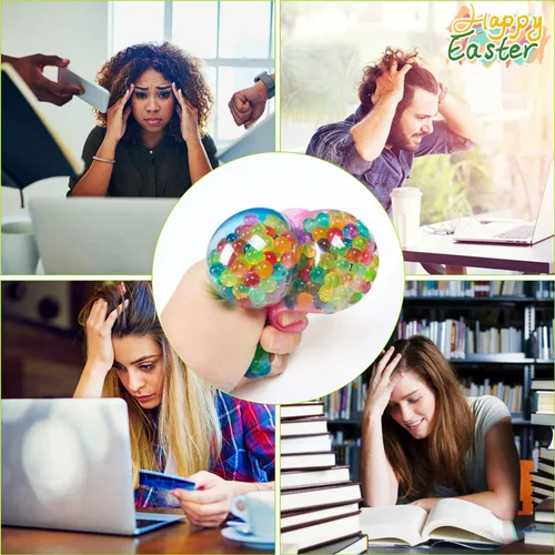 Miniatura 7 de Eavotoy Paquete de 12 huevos de Pascua para el estrés, bolas estrujables para rellenar cestas de Pascua, regalos de fiesta