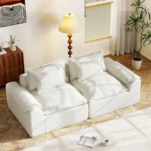 Miniatura 23 de Hobestluk Cloud - Sofá individual de espuma viscoelástica con asiento profundo, sofá en forma de L con funda extraíble, sofá grande para sala