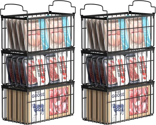 Miniatura 12 de MSERCUOR Contenedores organizadores para congelador, paquete de 2 cubos organizadores apilables de pecho profundo, cestas plegables para congelador