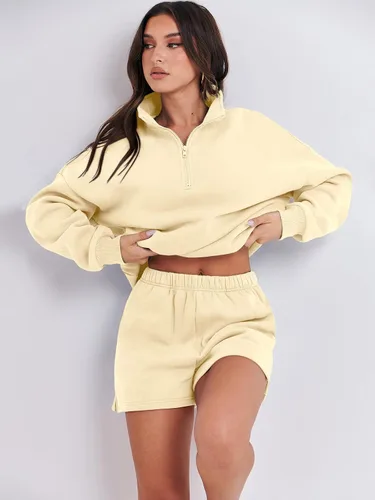Miniatura 9 de Prinbara Conjunto deportivo de 2 piezas para mujer, sudadera de cuello con media cremallera, ropa de descanso, ropa Y2K