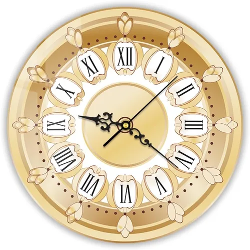 Reloj de pared dorado de 12 pulgadas con números romanos, reloj de pared redondo impreso decorativo vintage, silencioso, sin tictac, funciona con