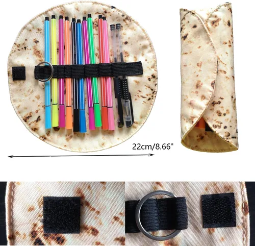 Miniatura 6 de WONIU 2 fundas enrollables divertidas de tortilla de burrito, creativas y lindas bolsas de suministros escolares para niños y estudiantes, regalos