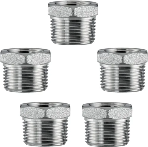 Miniatura 9 de Buje Reductor Hexagonal de Acero Inoxidable de 2" NPT Macho a 3/4" NPT Hembra Adaptador de Conexión de Tubería (paquete de 1)