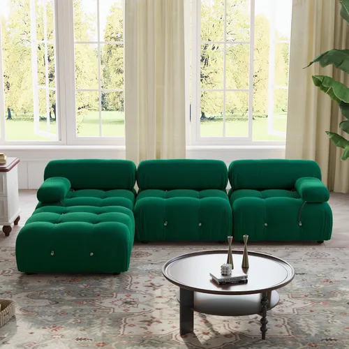 Miniatura 37 de WJShome Sofá modular modular de 103.95 pulgadas, sofá convertible de terciopelo de 3 plazas minimalista para sala de estar, sofá moderno y grande