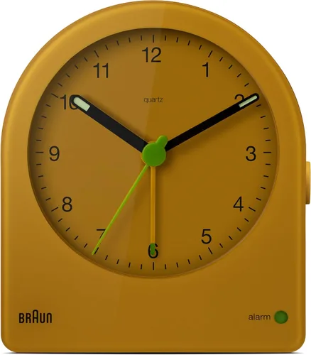 Braun Reloj despertador analógico clásico con repetición y retroiluminación continua, movimiento de cuarzo silencioso, esfera fácil de leer, alarma