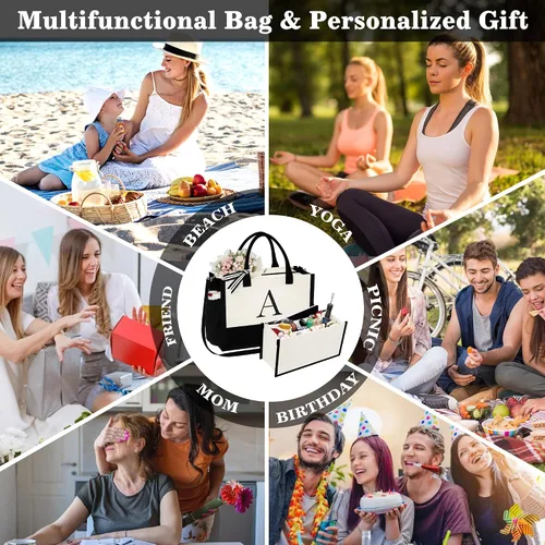 Miniatura 3 de YOOLIFE Regalos de Navidad personalizados para mujeres, bolsa de lona con monograma con organizador de cremallera, inserto, regalos de cumpleaños