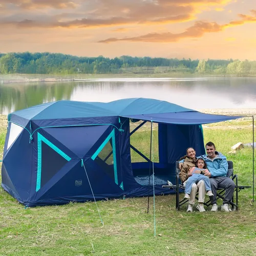 Miniatura 10 de TIMBER RIDGE Tienda de campaña desplegable instantánea para 4/6/8 personas, fácil instalación de 60 segundos, resistente a la intemperie, tienda