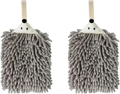 Miniatura 9 de Toallas de mano de felpilla para baño, cocina y dormitorio, toalla de secado de manos colgante con lazo para botón, toalla de mano divertida
