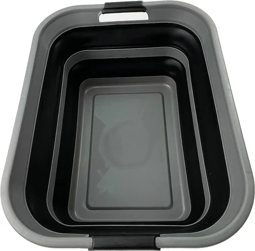 Miniatura 8 de SAMMART Cesta plegable de plástico para la ropa sucia de 42 litros, contenedor de almacenamiento plegable y organizador, tina de lavado portátil