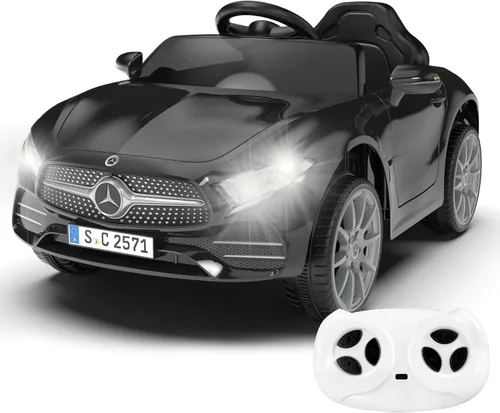 Auto de paseo para niños de 12 V con control remoto de 2.4 G, automóvil eléctrico alimentado por batería, puertas dobles, cinturón de seguridad, luz