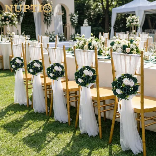 Miniatura 69 de NUPTIO Centros de mesa de flores para mesas de boda: arreglo de bolas de flores artificiales rosa y blanco para bodas, fiestas, 2 piezas de rosas