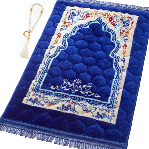 Miniatura 9 de Alfombra de oración musulmana con cuentas de oración Tasbih, suave y grande para oración islámica mate, alfombrilla de oración islámica acolchada