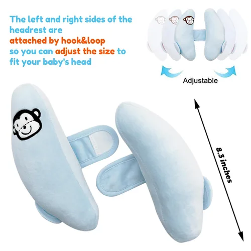 Miniatura 6 de Almohada Ajustable de Soporte para Cabeza y Cuello de Bebé, Almohada de Viaje para Bebé Cojín para Asiento de Carro, Almohada de Reposacabezas