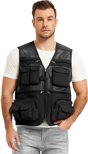 Miniatura 6 de Chaleco Flygo para hombre, para pesca, trabajo, safari, viaje de reportajes o para actividades al aire libre en verano, con bolsillos