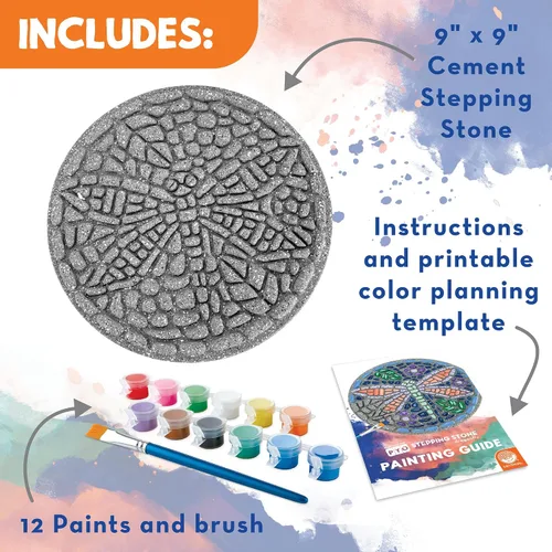 Miniatura 2 de MindWare Pinta tu propia piedra escalonada: libélula - Pinta tus propias piedras de paso para niños. El kit de manualidades incluye pintura