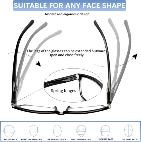 Miniatura 4 de SIGVAN Paquete de 6 lentes de lectura para mujeres y hombres, bloqueo de luz azul, bisagra de resorte, antifatiga ocular/deslumbramiento, lectores 6