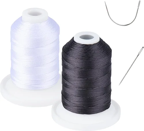 Resistente a los rayos UV - Simthread 100% Poliéster Hilo Entrelazado Tex 69 (12wt) - 250 Yardas 1 Blanco 1 Negro,