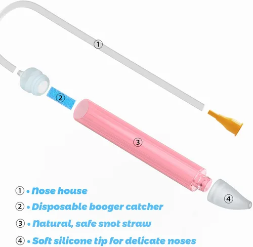 Miniatura 2 de Aspirador nasal para bebés con 24 filtros y punta de silicona suave, diseño sellado para recién nacidos, bebés, niños pequeños, sin BPA, lavable a