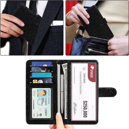 Miniatura 5 de ACdream Funda para chequera, cartera de cuero con bloqueo RFID