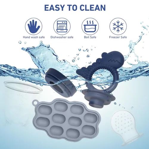 Miniatura 6 de Moldes para paletas de leche materna para bebés y chupete de alimentador de frutas para bebés, bandeja de silicona para congelador de alimentos