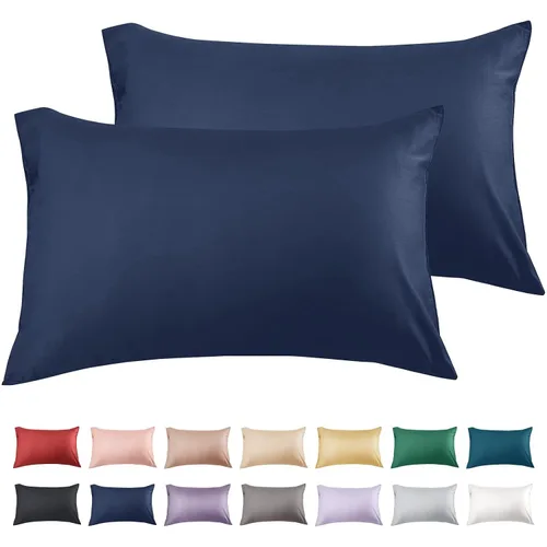 Miniatura 36 de Warmstar - Juego de 2 fundas de almohada de algodón tamaño estándar, 600 hilos, fundas de 20 x 26 pulgadas, algodón suave de fibra larga Placid Blue
