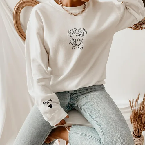 Miniatura 2 de GodLover Custom Dog Mom Embroidered Sweatshirt, Personalized Pet Lover Hoodie, Gift for Women, Mothers Day, Christmas Estilo 03.
