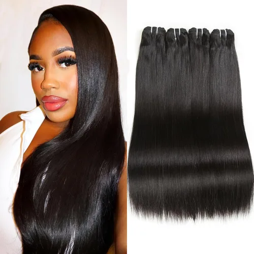 Miniatura 11 de Liang Dian Paquetes de cabello humano corto de 8 pulgadas color natural 4 paquetes 12A cabello virgen brasileño 100% cabello humano liso sin