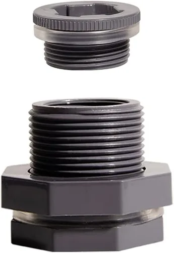 Miniatura 8 de Ququyi Adaptador de conector de tanque de agua de PVC de 2 pulgadas con tapones a granel para barriles de lluvia, acuarios, estanques (juego de 1)
