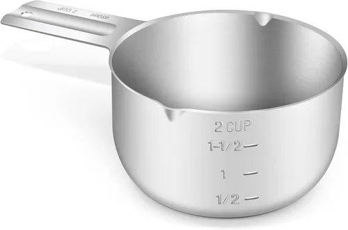 Miniatura 18 de 1 pieza taza medidora individual de 2/3 tazas (160ml, 5.3oz), cuchara medidora de acero inoxidable, medida métrica y estadounidense, apta