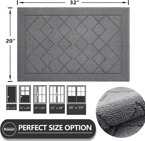 Miniatura 2 de REFETONE Tapete para interiores, tapete para puerta trasera o delantera de 20 x 32 pulgadas, felpudo, parte trasera de goma, antideslizante