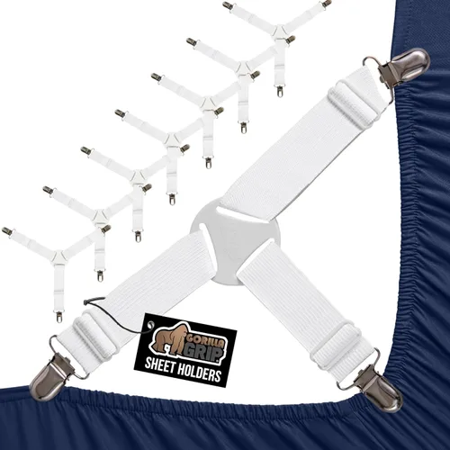 Miniatura 9 de GORILLA GRIP Sujetadores de Sábanas Patente Pendiente, Sujetadores Elásticos Ajustables con Clips de Metal, Correas de Ropa de Cama Ajustada que