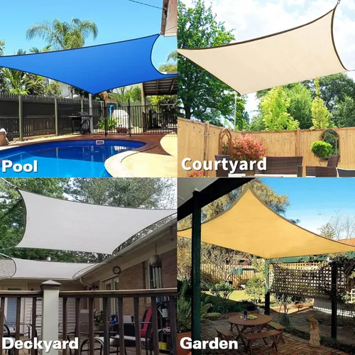 Miniatura 7 de KANAGAWA - Toldo rectangular tipo vela, parasol de tela que bloquea rayos UV para exteriores, patio y jardín, 16 x 16 pies, arena, para actividades
