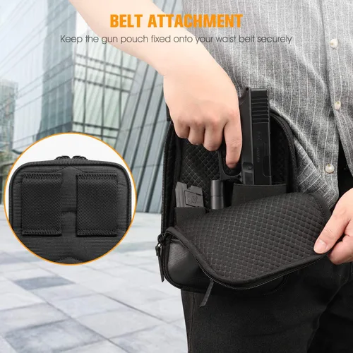 Miniatura 6 de FINPAC Bolsa de transporte oculta para pistola, funda suave para pistola, riñonera para cinturón para armas de fuego con funda para pistola, pistola