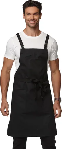 Miniatura 7 de Delantal de cocina unisex, delantal con correa cruzada con 2 bolsillos, delantal profesional duradero e impermeable Jengibre