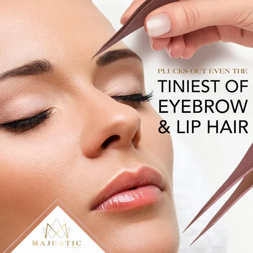 Miniatura 2 de Majestic Bombay Pinzas de punta fina para mujeres y hombres – Garrapatas astilladas, depilación facial, cejas y encarnados – afiladas, nariz