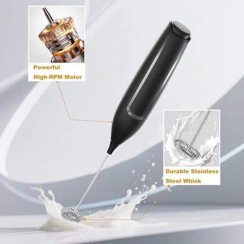 Miniatura 6 de Espumador de leche con batería de mano, varita silenciosa para espumador de café eléctrico, mezclador de bebidas para café, café con leche