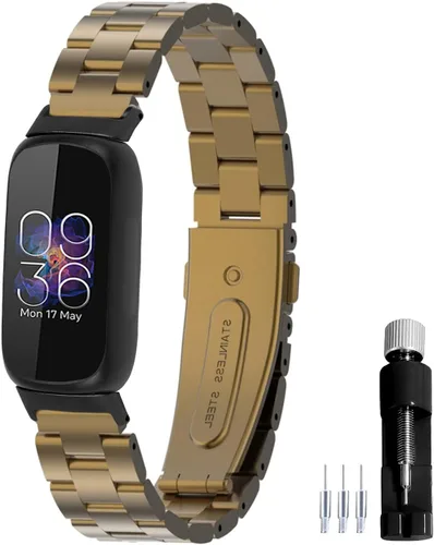 Miniatura 22 de Correa de reloj de metal compatible con Fitbit Inspire 3 de acero inoxidable, repuesto para reloj inteligente Inspire3, accesorio para mujeres