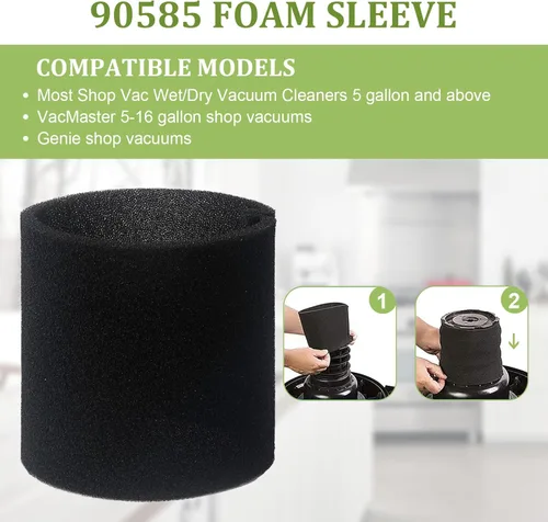Miniatura 2 de 90585 Filtro de espuma de repuesto compatible con aspiradora Shop-Vac, Vacmaster y Genie Shop, filtros de repuesto de espuma VF2001 para aspiradora