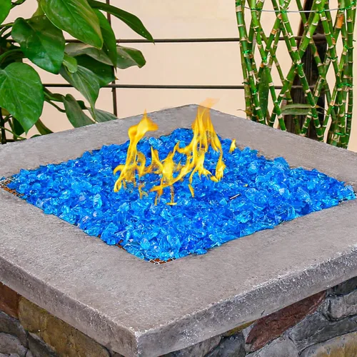 Miniatura 4 de Hisencn 1/2 pulgada 10-libras mezclado hoguera de vidrio para interior y exterior chimeneas de gas de vidrio de fuego, cuencos de fuego, jardín Azul