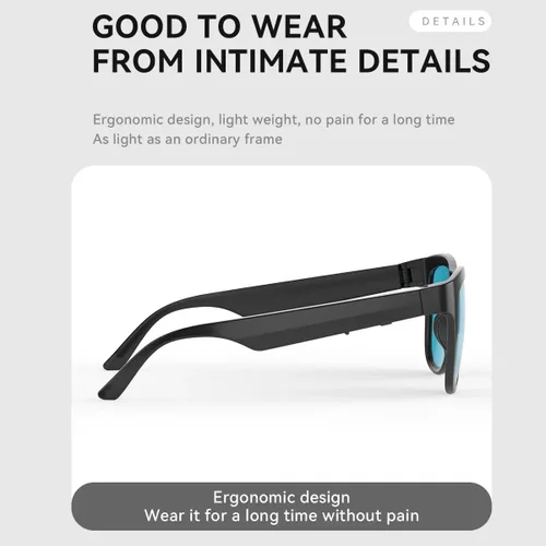 Miniatura 7 de GS01 Smart Bluetooth Gafas de sol, gafas de sol de audio con altavoz, lente polarizada UV400, música abierta del oído, control táctil