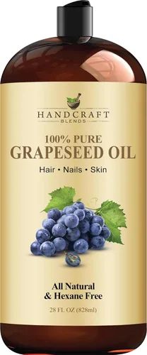 Handcraft Blends Aceite de semilla de uva | 100% puro y natural | Aceite de baño y cuerpo | Aceite portador de grado premium | Piel | Cabello |