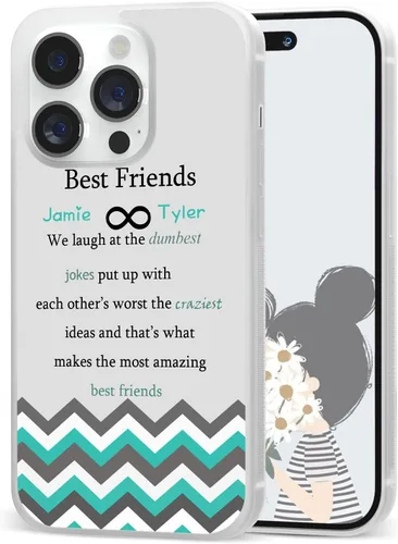 Miniatura 19 de Fundas de teléfono con nombre personalizado para mejores amigos iPhone 11 12 13 14 Pro Max Plus Mini X Xs Xr, Samsung Note 7 8 9 10 20 S21 S22 S23