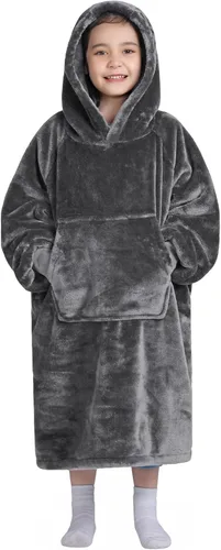 Miniatura 20 de Waitu - Sudadera tipo manta, para regalar a hombre o mujer, muy cálida y acogedora, gigantesca, con capucha, de gruesa franela, con mangas y un Negro