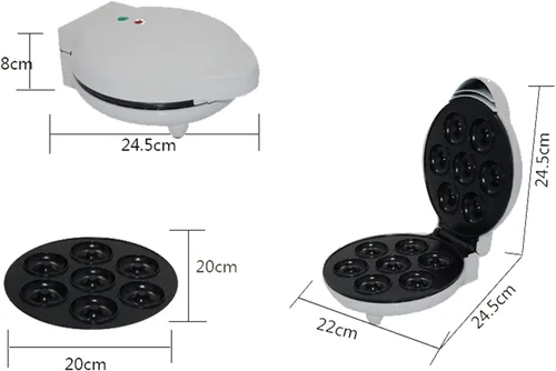 Miniatura 6 de Mini máquina para hacer donas, portátil antiadherente eléctrico para donuts, mini máquina de quiche para desayuno de niños, aperitivos, postres