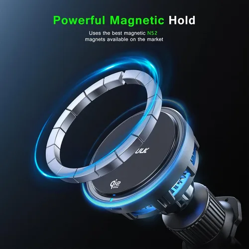 Miniatura 6 de [Esoulk] Qi2 - Cargador inalámbrico rápido para automóvil de 25 W con ventilador de refrigeración, soporte magnético de ventilación compatible
