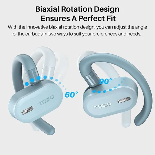 Miniatura 2 de TOZO O2 Auriculares Inalámbricos True Open Ear Ligeros con Ajuste Multi-Ángulo, Auriculares Bluetooth 5.3 con Diseño de Doble Eje para Comodidad Azul