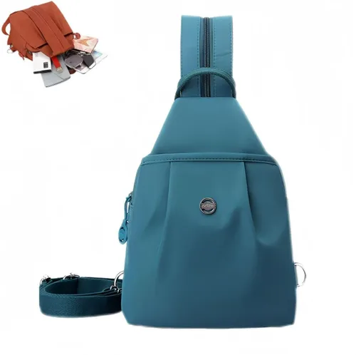 Miniatura 7 de Bolsa de viaje impermeable de 2 vías, mochila convertible, bolsa de trabajo antirrobo para mujer, 11.8x8.3x5.5 in, Azul, Grande, Minimalista