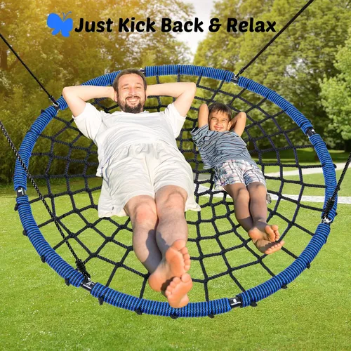 Miniatura 7 de Trekassy Columpio de Red Platillo de Telaraña de 60 pulgadas para Niños y Adultos, Columpio de Red para Exteriores de Servicio Pesado de 750 libras