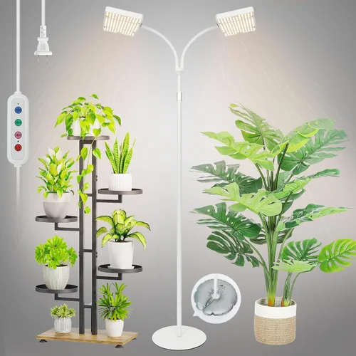 Miniatura 12 de Luz de cultivo de mesa, luces de crecimiento de escritorio brillantes para inicio de semillas, bonsái, suculentas, cactus, temporizador