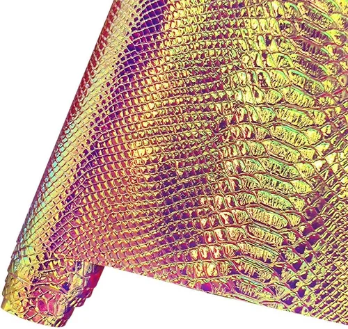 Miniatura 8 de HYANG - Hojas holográficas de piel sintética de poliuretano en relieve de serpiente, muy adecuadas para hacer manualidades, bolsos, aretes de cuero